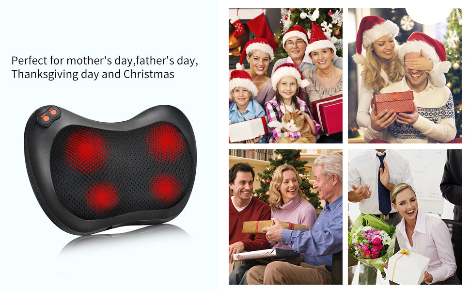 The iKristin Shiatsu Neck and Back Massager is perfect for Mother's Day, Father's Day, Thanksgiving, and Christmas. The image showcases its suitability as a thoughtful gift for loved ones, emphasizing its role in enhancing relaxation and well-being.